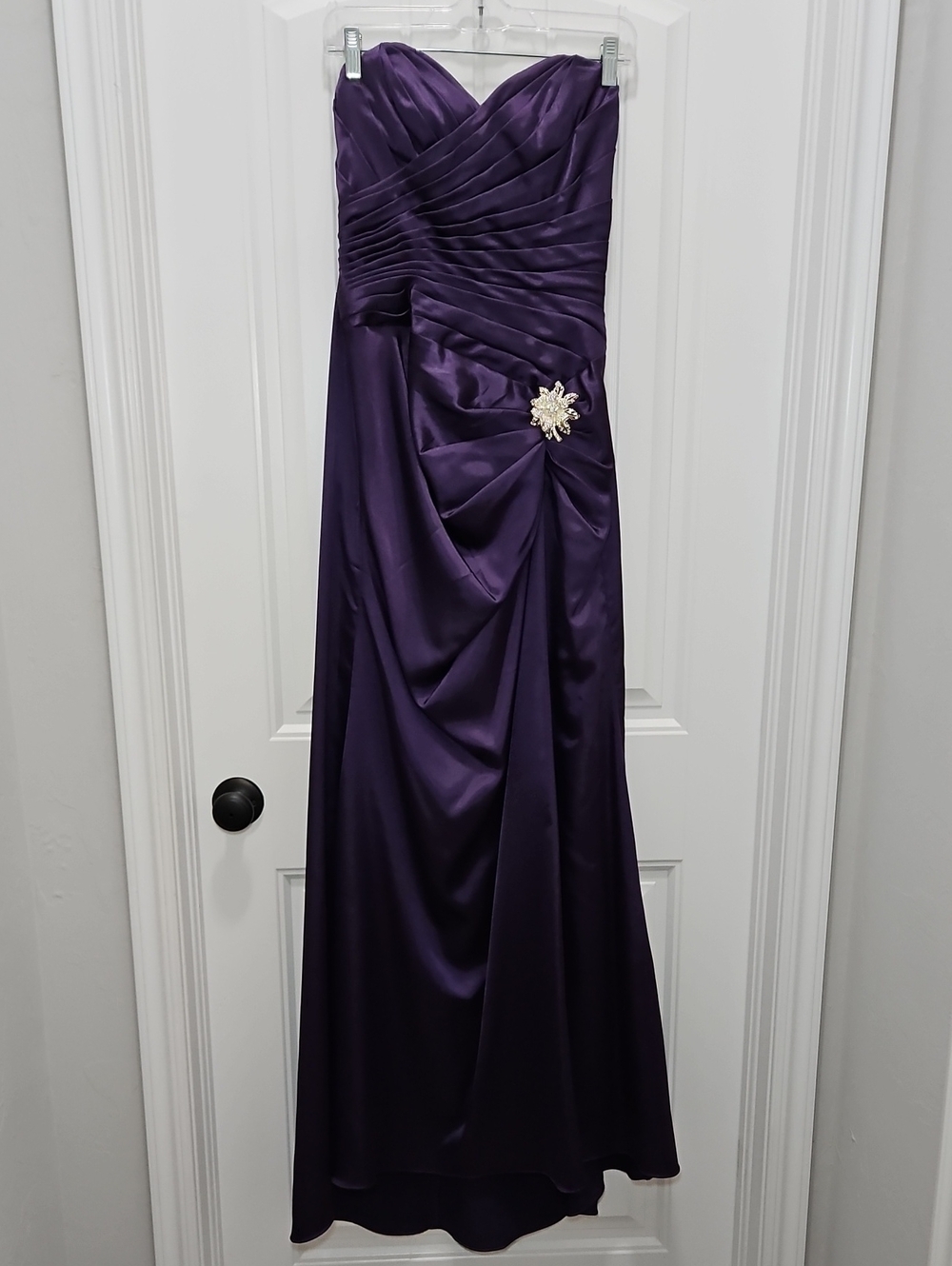 Strapless Purple Evening Gown with Draped Detail Bridesmaid Party